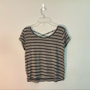 Charlotte Russe Striped Short Sleeve Crop Top (Size S)